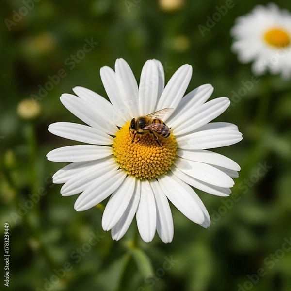 Obraz White Daisy with Bee.