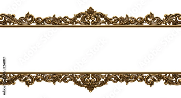 Obraz Ornate Decorative Frame: A detailed, antique gold-toned frame showcases intricate floral patterns and elegant scrolls, offering a touch of classical charm and timeless elegance.