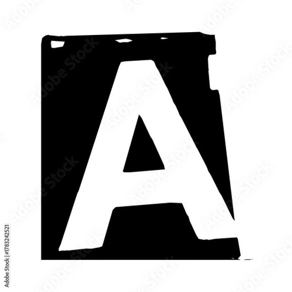 Fototapeta Letter A Grunge Typography - Distressed Capital Alphabet Character Bold Vintage Font Textured Monogram Design Weathered Rustic Letterform Black Graphic Element for Logo Brand Initial Vector Illustrati