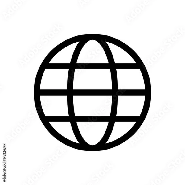 Obraz Globe Earth Icon Vector Fat Design Editable Stroke. 512x512 Pixel Perfect.