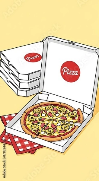 Obraz Delicious Pizza Delivery Boxes.
