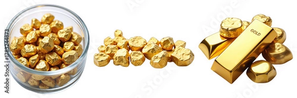 Fototapeta Golden Popcorn and Bullion Bars – Luxury Snack and Investment Concept for Financial and Culinary Blogs