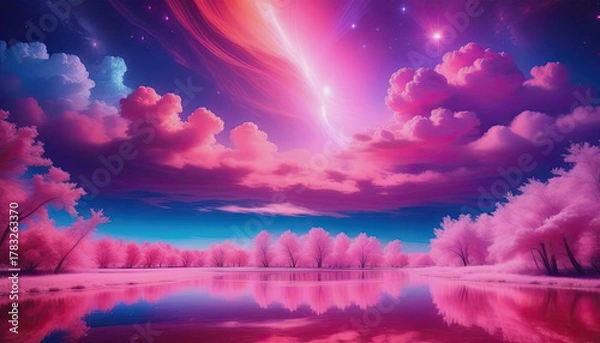 Obraz Pink forest pink clouds