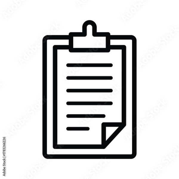 Obraz Clipboard Outline Illustration Icon Vector for Office and Document Design