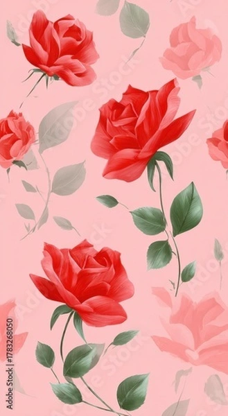 Fototapeta Red rose flower pattern design
