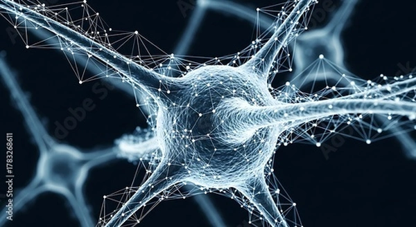 Obraz Detailed neuron cell illustration with intricate network connections.