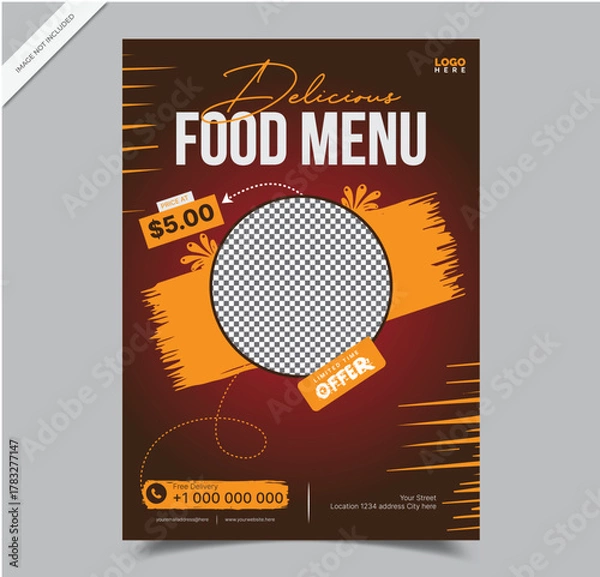 Obraz Delicious Food Menu Flyer Design Restaurant Promotion Template