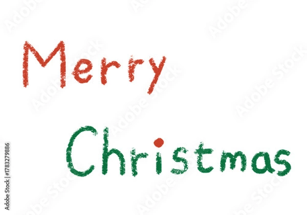 Obraz 
メリークリスマスのロゴ文字　手描き　クレヨンタッチ　赤　緑
