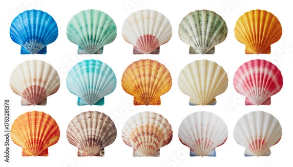 Fototapeta Geometric seashells in vibrant colors