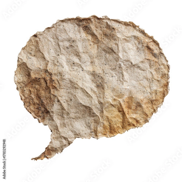 Fototapeta Beige Oval Torn Paper Speech Bubble Dialog Texture