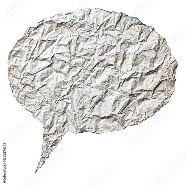 Fototapeta White Crumpled Paper Oval Speech Bubble Texture Shape