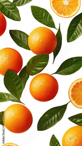 Obraz Oranges and leaves against black