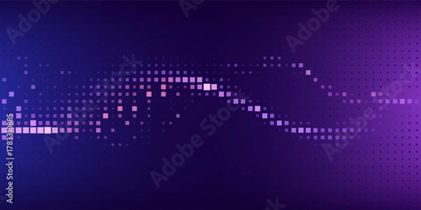 Obraz Digital Big Data Flow Particles Bokeh. AI Artificial Intelligence Technology and Machine Deep Learning Concept. Smooth Sound Wave Audio Visualization. Tech Art Science Presentation Vector.