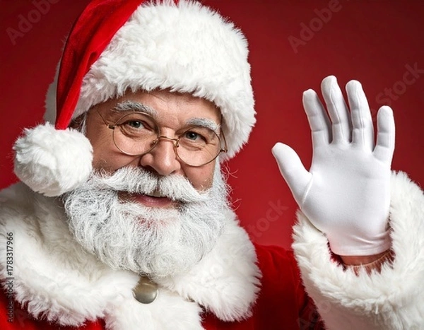 Obraz Santa Claus spreads holiday cheer with a warm smile and festive spirit inviting joy and celebration.
