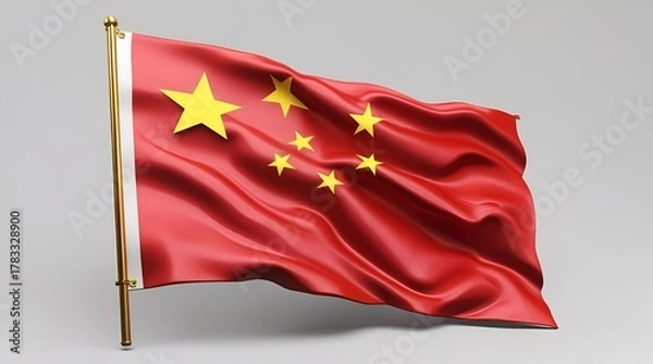Obraz China Flag with Precise Red and Golden Yellow Colors – National Symbol of the People’s Republic of China