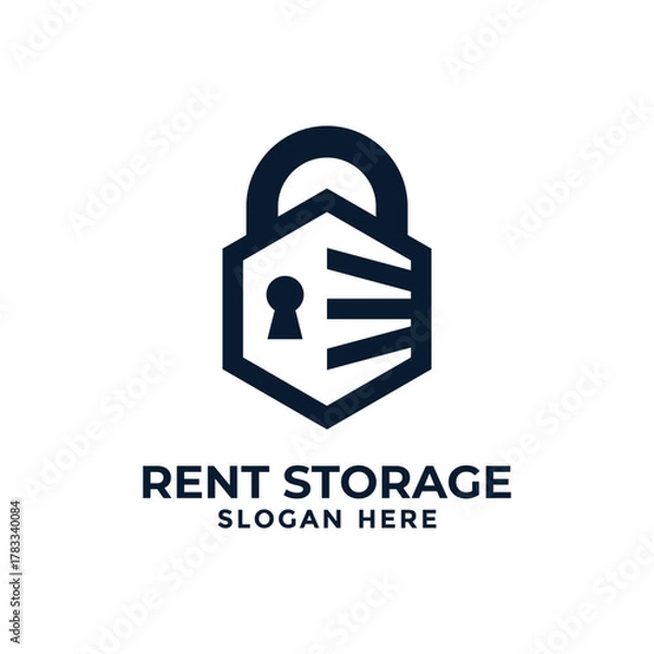 Obraz Self storage logo design template. Safe storage garage vector illustration. With concept of padlock and garage symbol combination.
