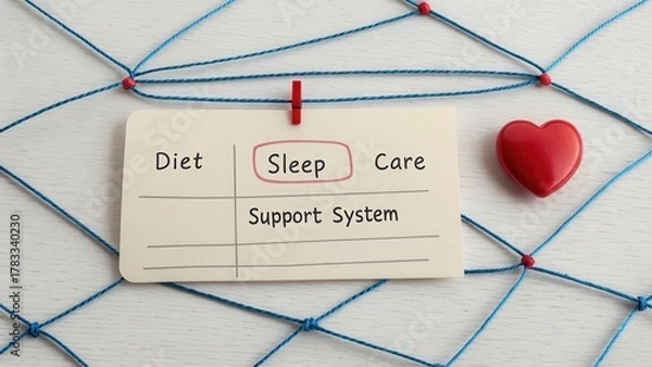 Obraz Sleep and Support System Notes with Red Heart Symbols