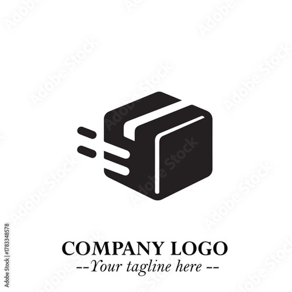 Fototapeta Box Moving Fast Symbol in Black on the White Background with Dynamic Delivery Design