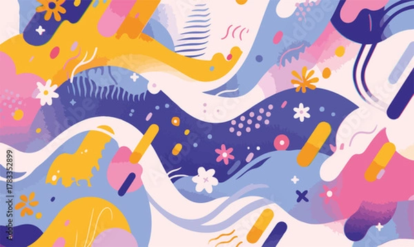 Fototapeta Illustrazione astratta con forme organiche e colori vivaci per un design moderno e dinamico.