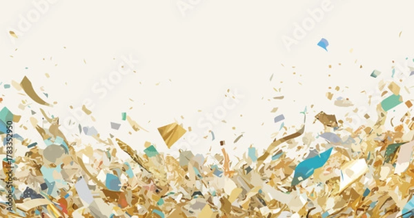 Fototapeta Un vortice di coriandoli dorati e colorati che fluttuano nell'aria crea un'esplosione festosa