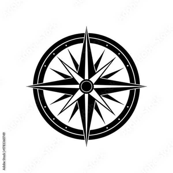 Obraz Black compass rose symbol indicating navigation and direction