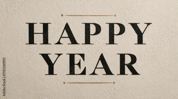 Fototapeta Elegant Happy New Year greeting card design with stylish typography and decorative elements for celebrations