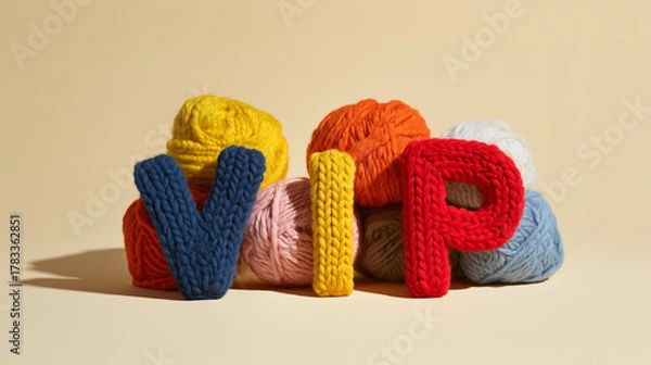 Obraz Cozy knitted VIP letters for playful branding, marketing visuals and social media campaigns