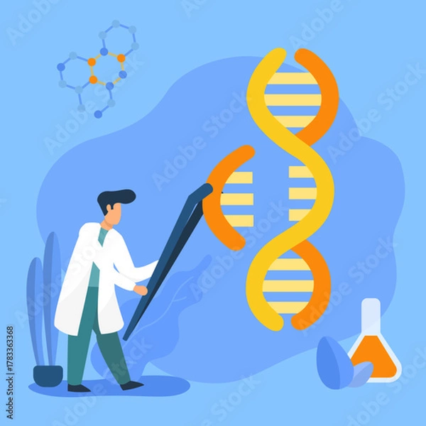 Obraz doctor picking up a piece of DNA cut