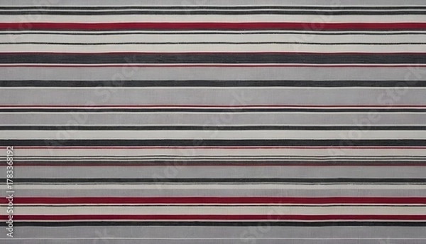 Fototapeta Striped fabric pattern design with bold red and gray horizontal lines