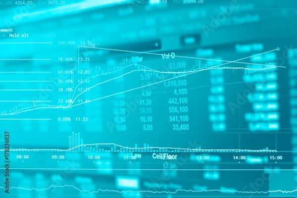 Fototapeta business graph and trade monitor of Investment in gold trading.