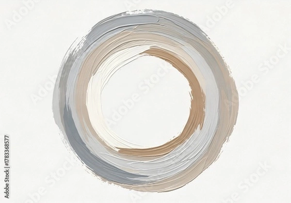 Fototapeta Circular brushstroke ring abstract design on white background