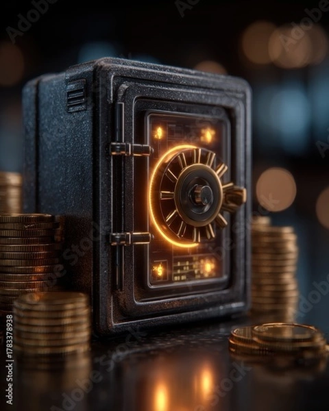 Fototapeta Stylish safe with glowing features.