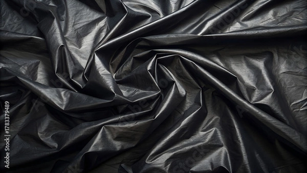 Fototapeta Black garbage bag texture background with copy space
