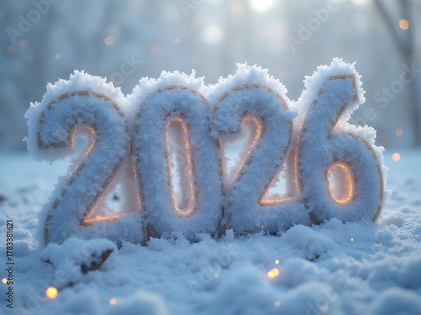 Fototapeta Embossed 2026 with minimal progress dash and dusting