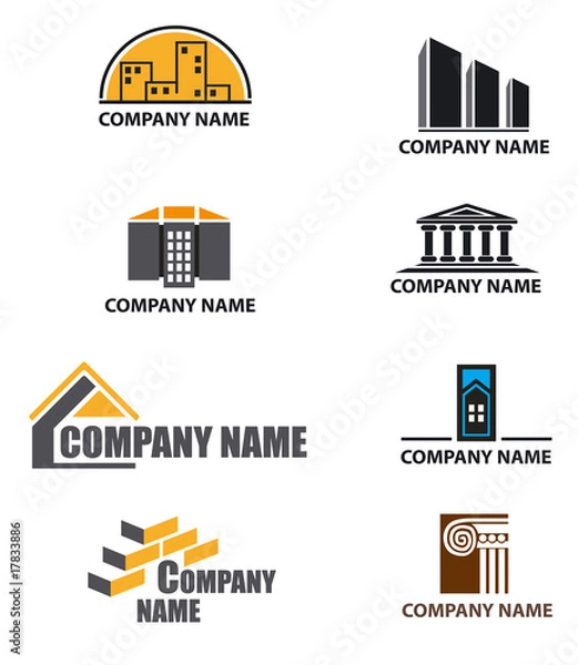 Fototapeta Set Of Building Company Logos