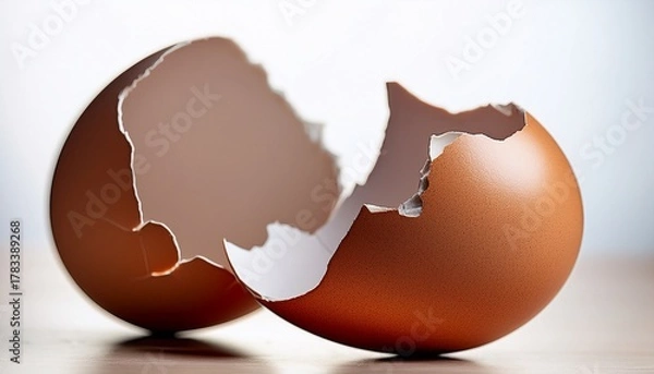 Fototapeta A Broken Empty Eggshell For Food Photography And Product Advertising