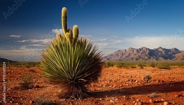 Fototapeta Photo Of 1 Lush Cactus Full Of Life In The Middle Of A Dry