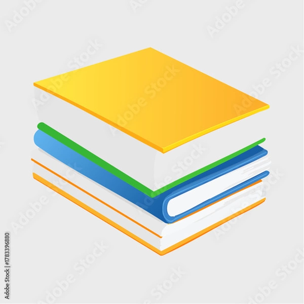 Obraz Stacked books illustration education and knowledge concept with colorful covers