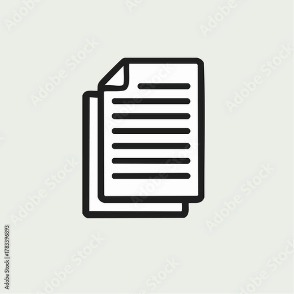 Obraz Stacked paper document icon in black outline on a light green background