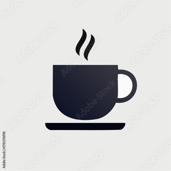Obraz Steaming coffee cup icon on light background for design and concept