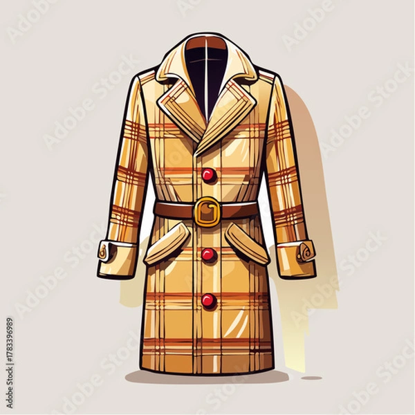 Obraz Stylish plaid coat illustration fashion apparel design isolated on white