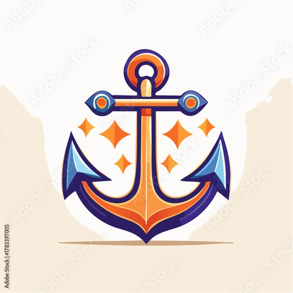 Obraz Stylized anchor illustration with geometric design and decorative elements