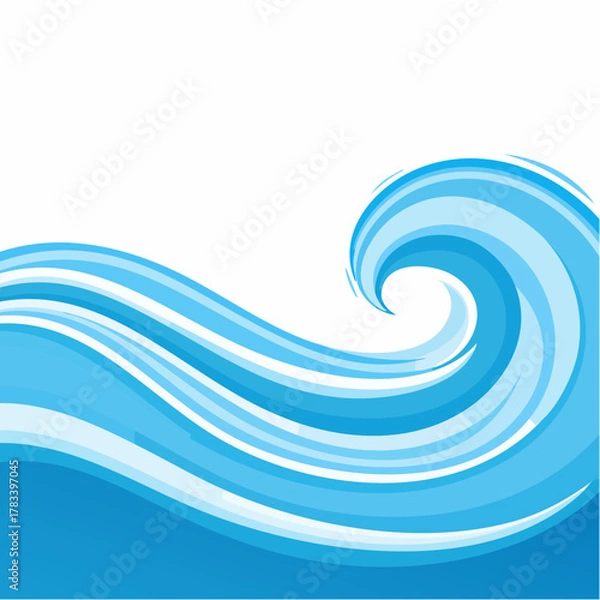 Fototapeta Stylized blue wave illustration against white background for design projects