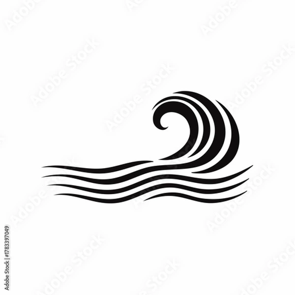 Obraz Stylized black and white wave illustration for design projects and concepts