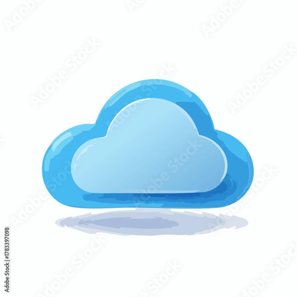 Obraz Stylized cloud icon on white background for digital design and concepts