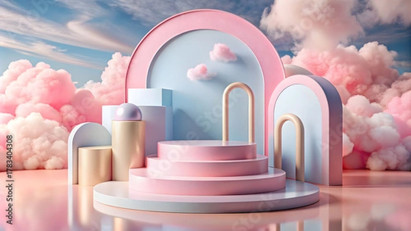 Fototapeta pink clouds in the background, adding to the dreamy atmosphere.