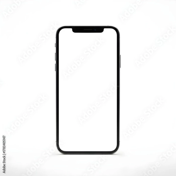 Fototapeta Modern smartphone with blank white screen isolated on background