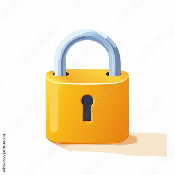 Obraz Yellow padlock icon on white background representing security and protection