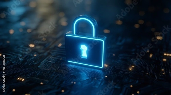 Fototapeta Secure Technology: A Glowing Padlock Symbolizing Data Encryption and Online Protection