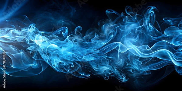 Fototapeta Blue smoke on black background. Abstract background. Texture. Design element.
